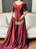 Heavy Natural Crep Silk Material With 5mm sequence Embroidery Work Salwar Kameez