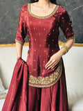 Heavy Natural Crep Silk Material With 5mm sequence Embroidery Work Salwar Kameez
