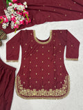 Heavy Natural Crep Silk Material With 5mm sequence Embroidery Work Salwar Kameez