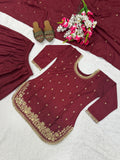 Heavy Natural Crep Silk Material With 5mm sequence Embroidery Work Salwar Kameez