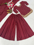 Heavy Natural Crep Silk Material With 5mm sequence Embroidery Work Salwar Kameez