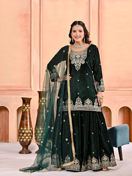 Pure heavy viscous velvet with heavy Coding Embroidery multi Needle sequence Work Salwar Kameez