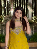 Designer Party Wear Sharara Suit With Embroidery And Sequins Work