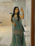Designer Party Wear Sharara Suit With Embroidery And Sequins Work