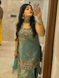 Designer Party Wear Sharara Suit With Embroidery And Sequins Work