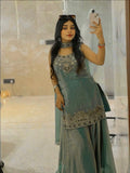 Designer Party Wear Sharara Suit With Embroidery And Sequins Work
