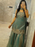 Designer Party Wear Sharara Suit With Embroidery And Sequins Work