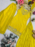 Designer Party Wear Sharara Suit With Embroidery And Sequins Work