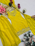 Designer Party Wear Sharara Suit With Embroidery And Sequins Work