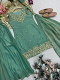 Designer Party Wear Sharara Suit With Embroidery And Sequins Work