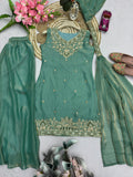 Designer Party Wear Sharara Suit With Embroidery And Sequins Work