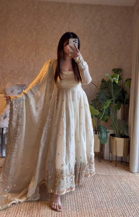 Designer Party Wear Suit Heavy Fandy Silk Embroidery With Sequins Work