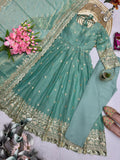 Designer Party Wear Suit Heavy Fandy Silk Embroidery With Sequins Work