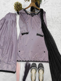 Heavy Natural Crep Silk With Bids Hand Work With Sequence Multi Needle Embroidery Work Salwar Kameez