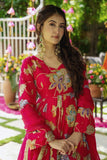 Designer Party Wear Heavy Faux Georgette Sharara Suit With Embroidery And Sequins Work