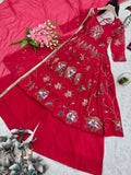 Designer Party Wear Heavy Faux Georgette Sharara Suit With Embroidery And Sequins Work