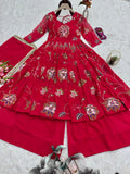 Designer Party Wear Heavy Faux Georgette Sharara Suit With Embroidery And Sequins Work