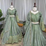 Perfect For Weddings Sangeet, Festive Wear Japan Satin Silk Lehenga Choli