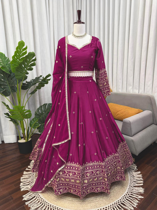 Japan Satin  Silk Designer Lehenga Choli With  Thread And Sequnce Work