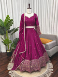 Japan Satin  Silk Designer Lehenga Choli With  Thread And Sequnce Work