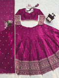 Japan Satin  Silk Designer Lehenga Choli With  Thread And Sequnce Work