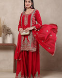 Heavy Chinnon Silk Material With 5mm Sequence Embroidery Work Salwar Kameez