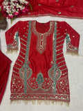 Heavy Chinnon Silk Material With 5mm Sequence Embroidery Work Salwar Kameez