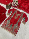 Heavy Chinnon Silk Material With 5mm Sequence Embroidery Work Salwar Kameez