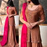 Heavy Natural Crep Silk Heavy Multi Needle Work Embroidery Sequence Work Salwar Kameez