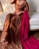 Heavy Natural Crep Silk Heavy Multi Needle Work Embroidery Sequence Work Salwar Kameez