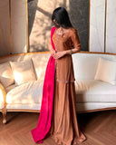 Heavy Natural Crep Silk Heavy Multi Needle Work Embroidery Sequence Work Salwar Kameez