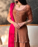 Heavy Natural Crep Silk Heavy Multi Needle Work Embroidery Sequence Work Salwar Kameez
