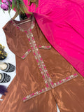 Heavy Natural Crep Silk Heavy Multi Needle Work Embroidery Sequence Work Salwar Kameez
