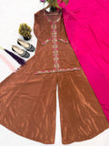 Heavy Natural Crep Silk Heavy Multi Needle Work Embroidery Sequence Work Salwar Kameez