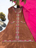 Heavy Natural Crep Silk Heavy Multi Needle Work Embroidery Sequence Work Salwar Kameez