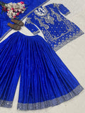 New Designer Party Wear Look Top Sharara Plazzo and Dupatta