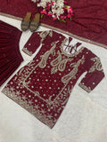 New Designer Party Wear Look Top Sharara Plazzo and Dupatta
