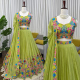 Designer Tabby Orgnza Silk Lehenga Choli With Thread And Sequnce Work