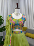 Designer Tabby Orgnza Silk Lehenga Choli With Thread And Sequnce Work