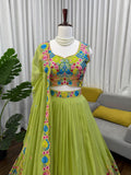 Designer Tabby Orgnza Silk Lehenga Choli With Thread And Sequnce Work