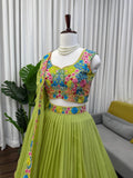 Designer Tabby Orgnza Silk Lehenga Choli With Thread And Sequnce Work