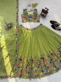 Designer Tabby Orgnza Silk Lehenga Choli With Thread And Sequnce Work