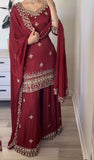 Natural Crep Material New Designer Party Wear Look Top Sharara Plazzo and Dupatta