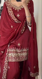 Natural Crep Material New Designer Party Wear Look Top Sharara Plazzo and Dupatta