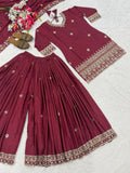 Natural Crep Material New Designer Party Wear Look Top Sharara Plazzo and Dupatta