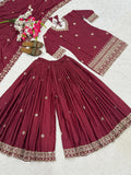 Natural Crep Material New Designer Party Wear Look Top Sharara Plazzo and Dupatta
