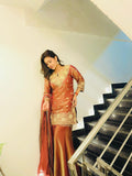 Designer Beautiful Heavy Fandy Silk Salwar Kameez Embroidery And Sequins Work