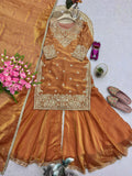 Designer Beautiful Heavy Fandy Silk Salwar Kameez Embroidery And Sequins Work