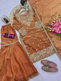 Designer Beautiful Heavy Fandy Silk Salwar Kameez Embroidery And Sequins Work