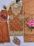 Designer Beautiful Heavy Fandy Silk Salwar Kameez Embroidery And Sequins Work